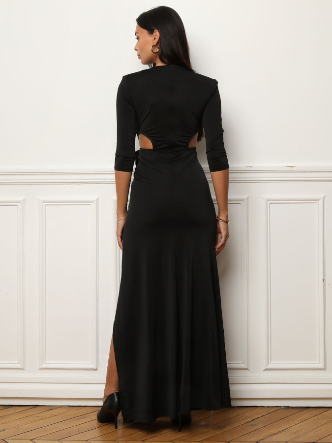 Robe fendue cut-out à fleur 3D