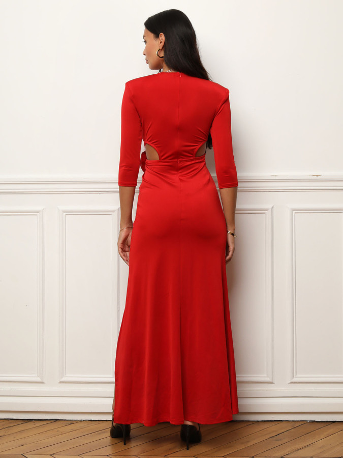 Robe fendue cut-out à fleur 3D