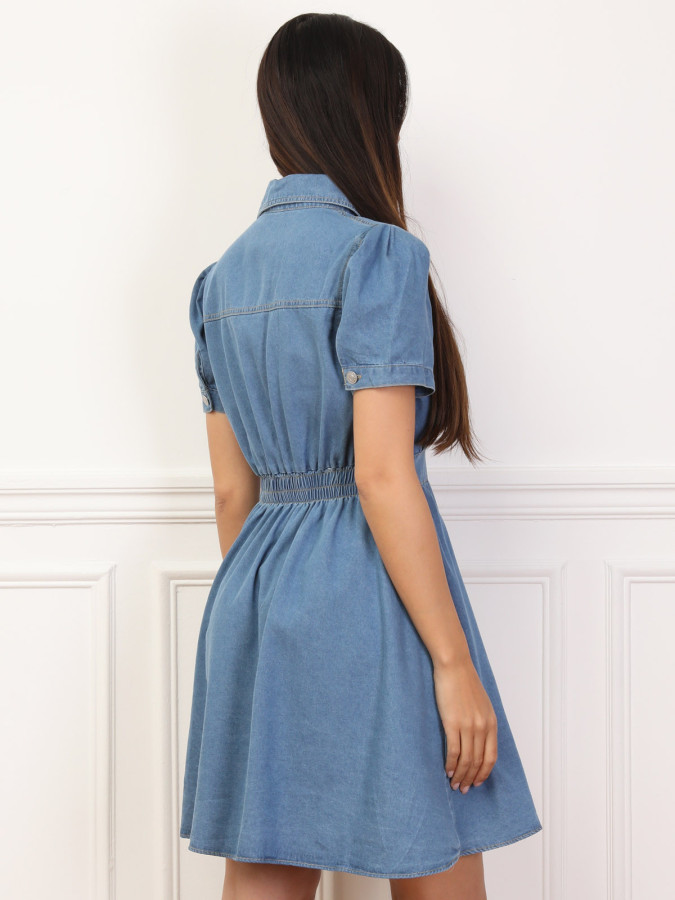 Robe chemise en denim style utilitaire