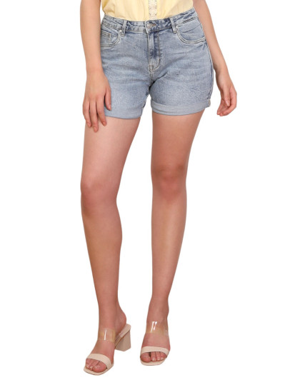 Short en denim délavé