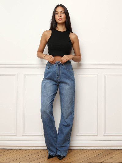 Jeans droit à taille haute