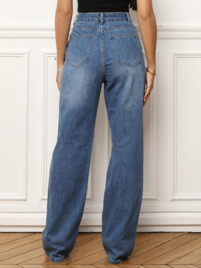 Jeans droit à taille haute