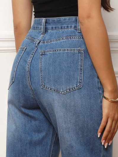 Jeans droit à taille haute