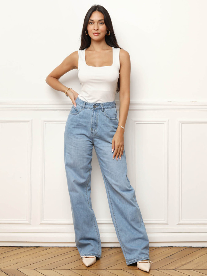 Jeans droit à taille haute