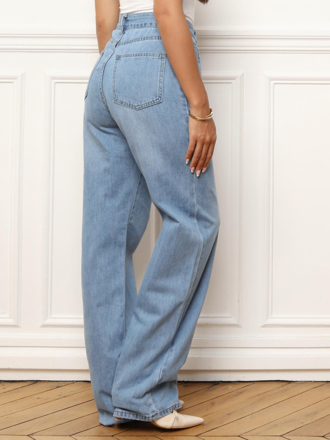 Jeans droit à taille haute