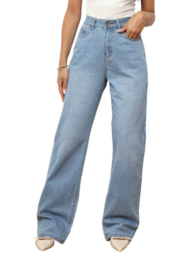 Jeans droit à taille haute