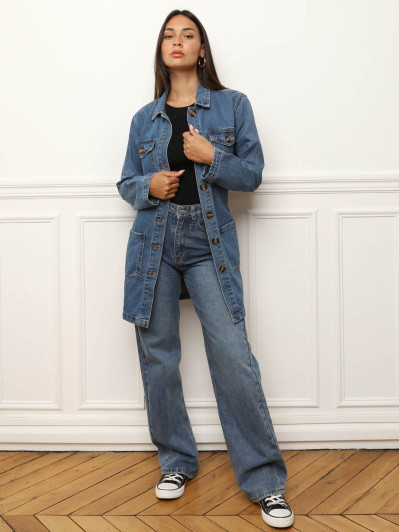Veste mi-longue en denim