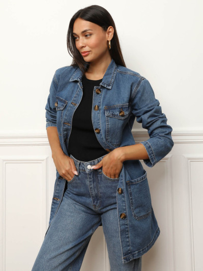Veste mi-longue en denim