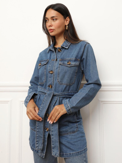 Veste mi-longue en denim