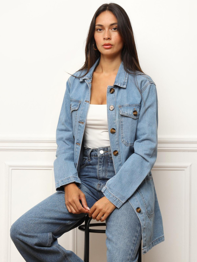 Veste mi-longue en denim