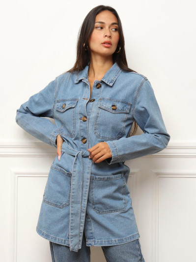 Veste mi-longue en denim