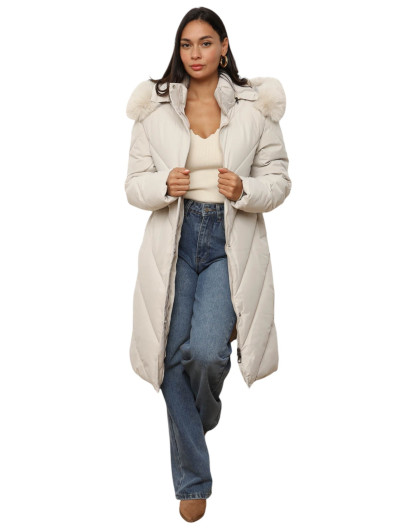 Doudoune à capuche en fausse fourrure