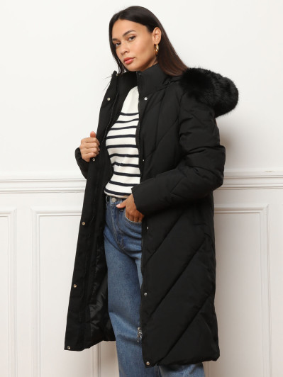 Doudoune à capuche en fausse fourrure