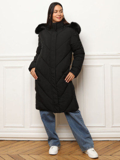 Doudoune à capuche en fausse fourrure