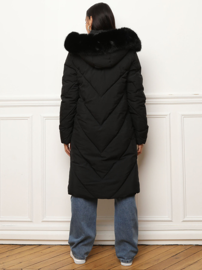 Doudoune à capuche en fausse fourrure