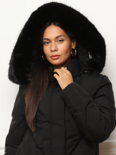 Doudoune à capuche en fausse fourrure