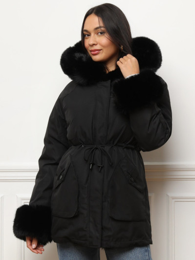 Parka mi-longue à fausse fourrure