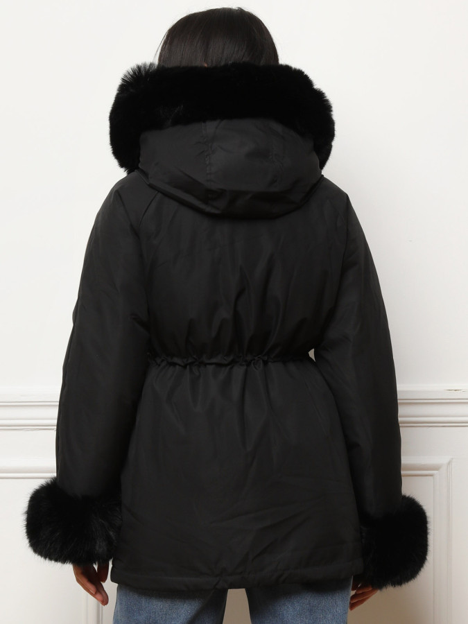 Parka mi-longue à fausse fourrure