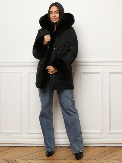 Parka mi-longue à fausse fourrure