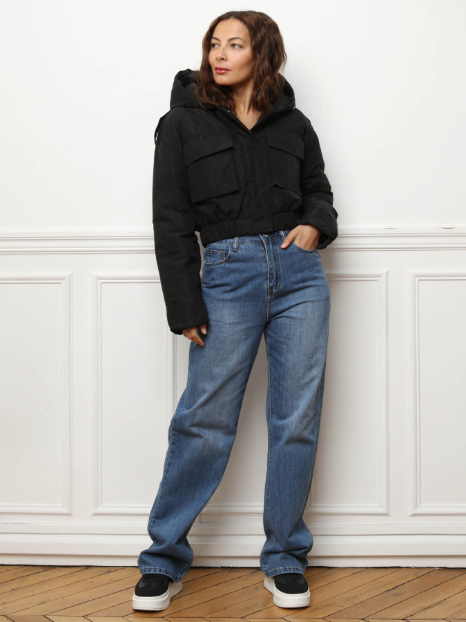 Parka courte à fausse fourrure