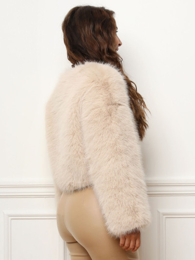 Veste courte en fausse fourrure