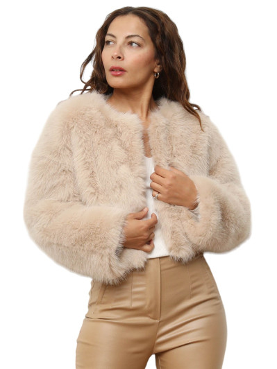 Veste courte en fausse fourrure