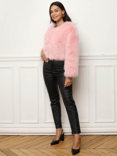 Veste courte en fausse fourrure