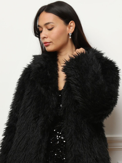 Manteau large en fausse fourrure