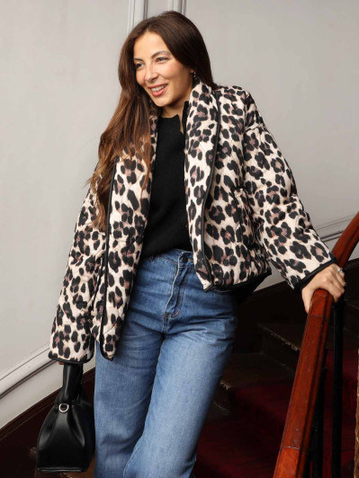 Veste matelassée à imprimé animal