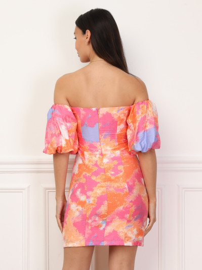 Robe imprimée à manches ballons