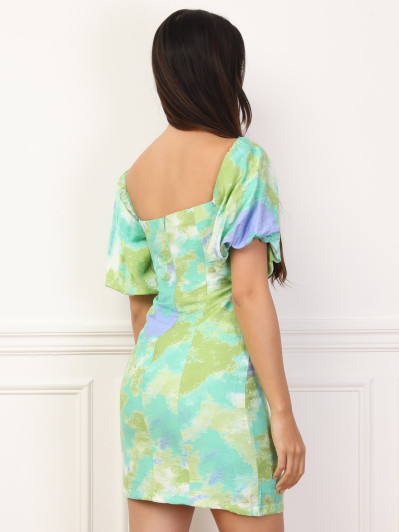 Robe imprimée à manches ballons