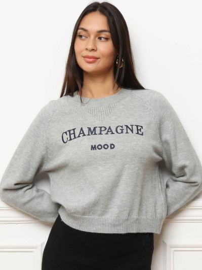 Pull à message brodé