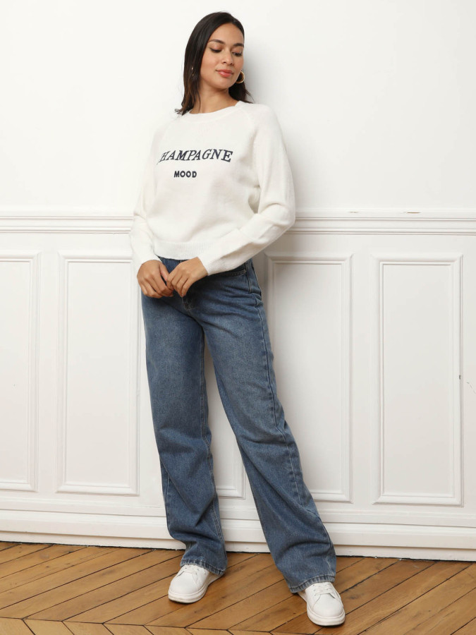 Pull à message brodé