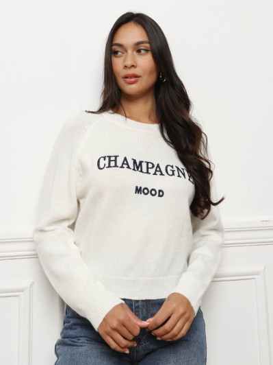 Pull à message brodé