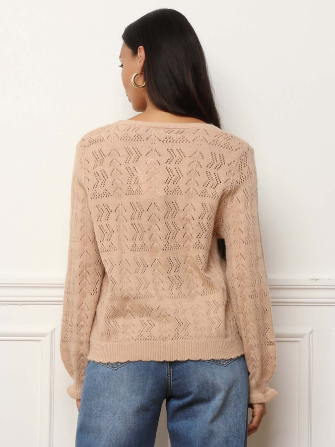 Cardigan ajouré à boutons nacrés