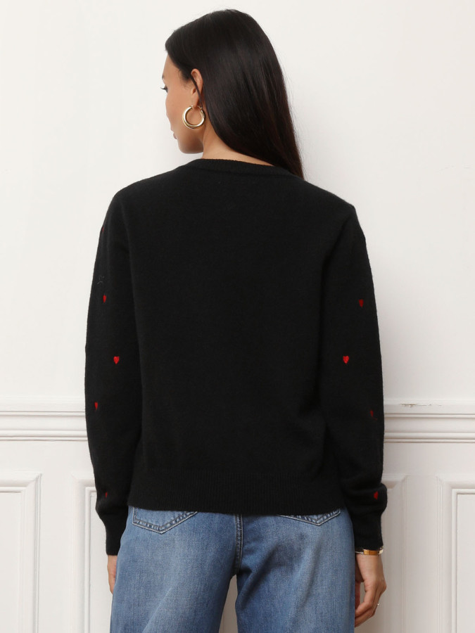 Cardigan à petits cœurs brodés