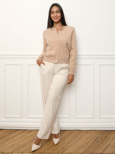 Cardigan à petits cœurs brodés