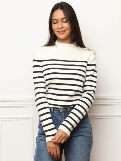 Pull marinière à boutons officiers