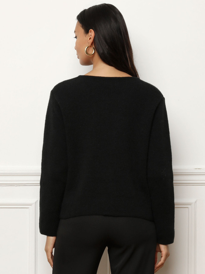 Cardigan à poches et boutons perles