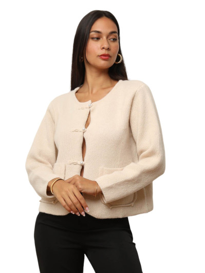 Gilet à poches et boutons perles