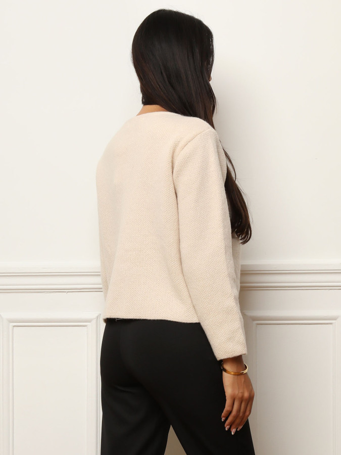 Gilet à poches et boutons perles