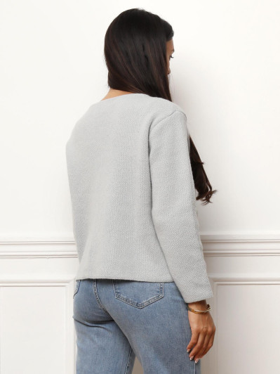 Cardigan à poches et boutons perles