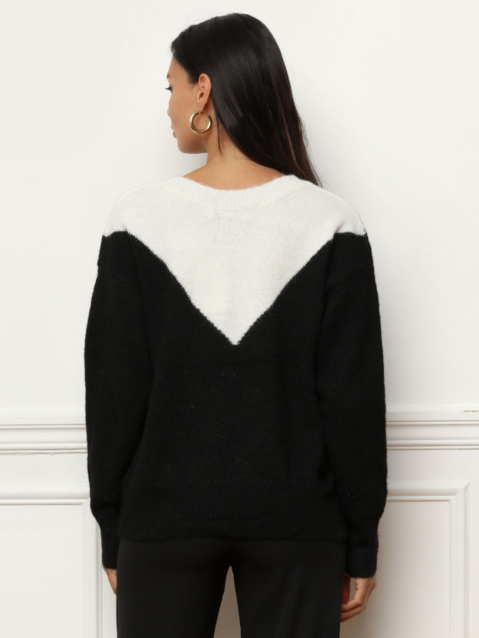 Pull bicolore à sequins