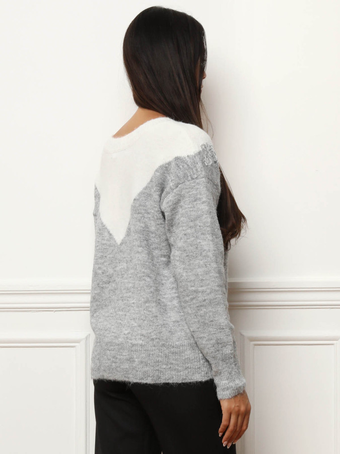 Pull bicolore à sequins