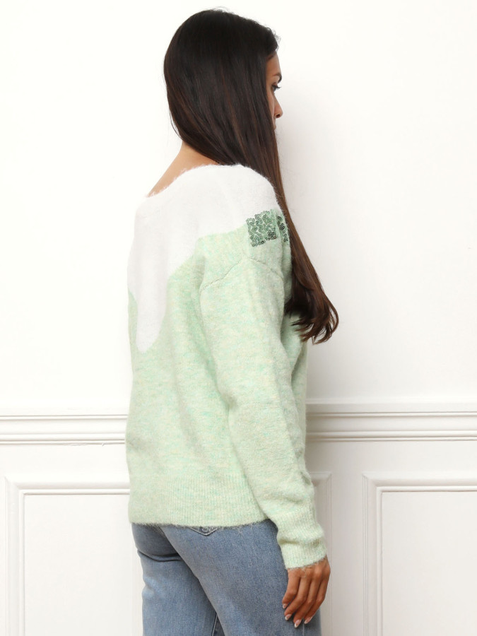 Pull bicolore à sequins