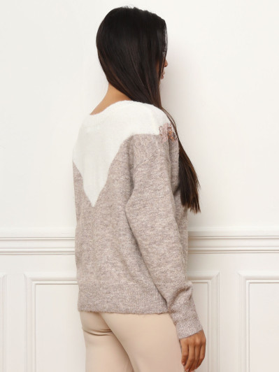 Pull bicolore à sequins