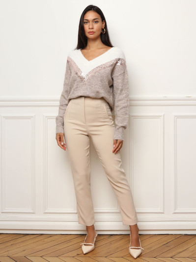 Pull bicolore à sequins