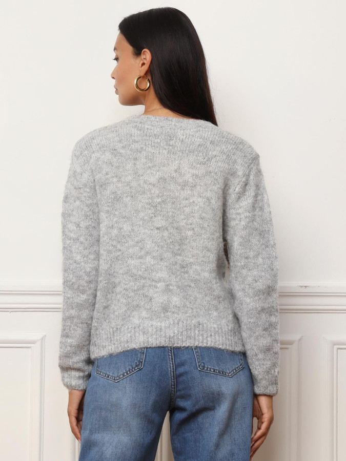 Cardigan à sequins et boutons nacrés