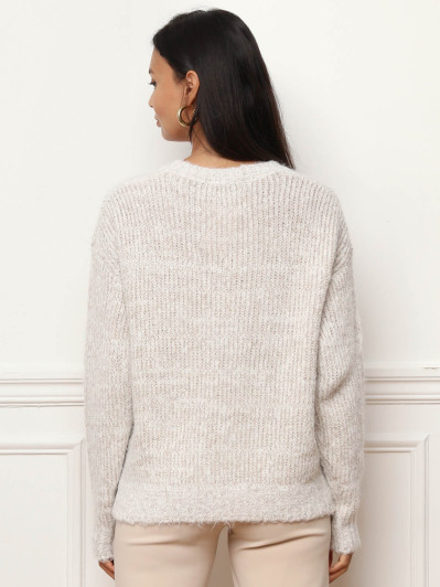 Pull en maille côtelée avec fils dorés