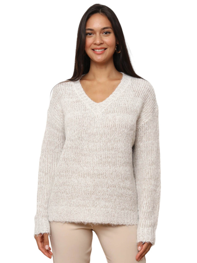 Pull en maille côtelée avec fils dorés